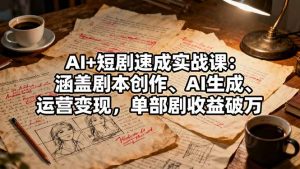 AI+短剧速成实战课:涵盖剧本创作、AI生成、运营变现,单部剧收益破万-壹浩聊项目