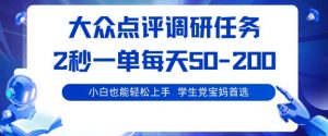 大众点评调研,电脑任务,2秒一单每天50-2张,学生党宝妈首选【揭秘】-壹浩聊项目