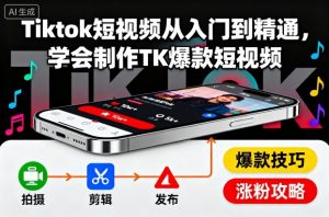 Tiktok短视频从入门到精通,学会制作TK爆款短视频-壹浩聊项目