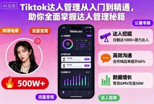 Tiktok达人管理从入门到精通,助你全面掌握达人管理秘籍-壹浩聊项目
