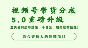 视频号带货分成5.0重磅升级,三天暴利起号玩法,今日发,明天就有钱赚…-壹浩聊项目