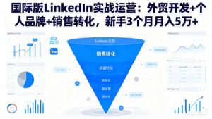 国际版LinkedIn实战运营:外贸开发+个人品牌+销售转化,新手3个月月入5万+-壹浩聊项目