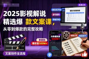2025影视解说精选爆款文案课,从零到爆款的完整攻略-壹浩聊项目