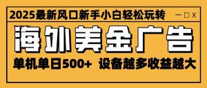 2025最新风口 海外美金广告 单机单日500+ 可无限放大 设备越多收益越大 轻松上手-壹浩聊项目