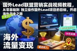 国外Lead联盟营销实战视频教程,从零基础到独立操作国外Lead项目的目标,开启海外淘金之路-壹浩聊项目