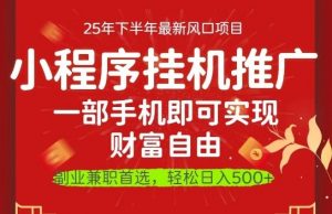一部手机即可实现财富自由,微信小程序推广最新玩法教学,操作简单容易上手【揭秘】-壹浩聊项目