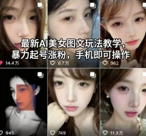 最新AI美女图文玩法教学,暴力起号涨粉,手机即可操作-壹浩聊项目