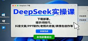 DeepSeek实操课:下载部署,提示词技巧,抖音文案/PPT制作/老照片修复/表情包创作等-壹浩聊项目