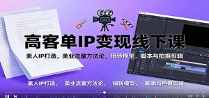 高客单IP变现线下大课:素人IP打造,美业流量方法论,销转模型,脚本与拍摄剪辑-壹浩聊项目