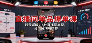 直播间单品爆单课：起号详解，5种直播间类型，投流技巧与运营-壹浩聊项目