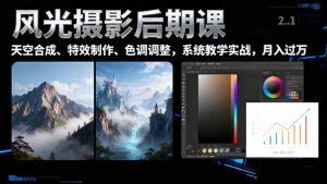 风光摄影后期课，一键换天空合成、特效制作、色调调整，月入过万-壹浩聊项目
