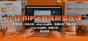 小红书IP运营高阶变现课:账号包装,对标分析,plog/vlog脚本,数据分析,商业接单-壹浩聊项目