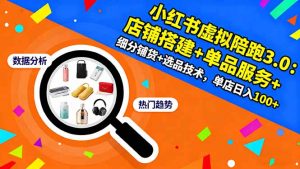 小红书虚拟陪跑3.0：店铺搭建+单品服务+细分铺货+选品技术，单店日入100+-壹浩聊项目