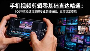 手机视频剪辑零基础直达精通：100节实操课程掌握专业剪辑技能，实现稳…-壹浩聊项目